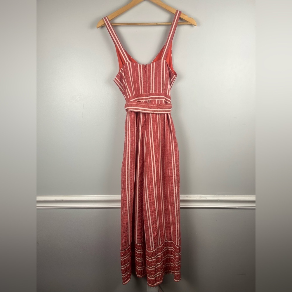 Ett Twa Anthropologie Robin Red White Stripe Seersucker Wideleg Jumpsuit size XS - Picture 6 of 8